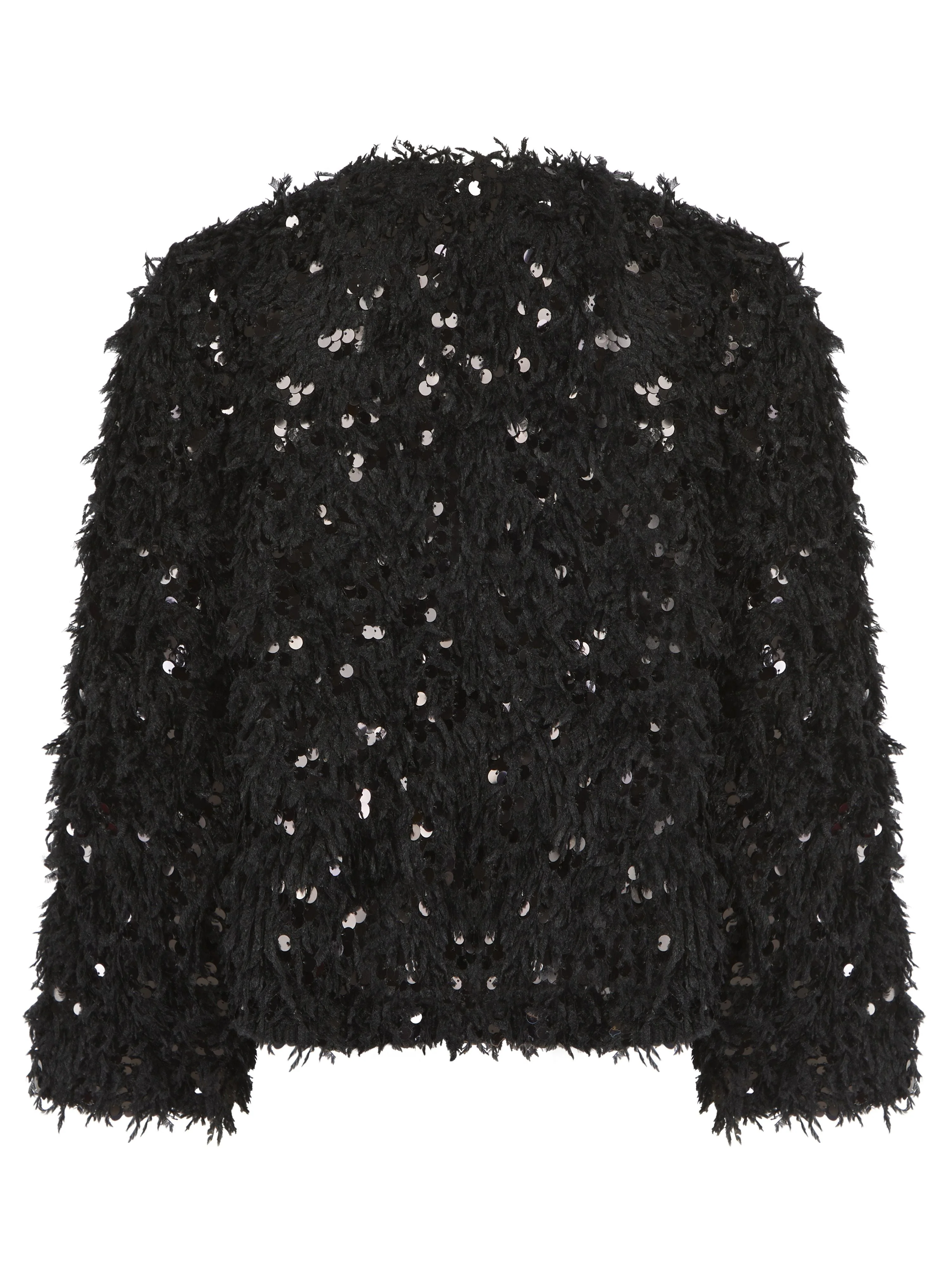 MARLY SEQUIN AND FAUX FUR KIMONO-BLACK - Image 4