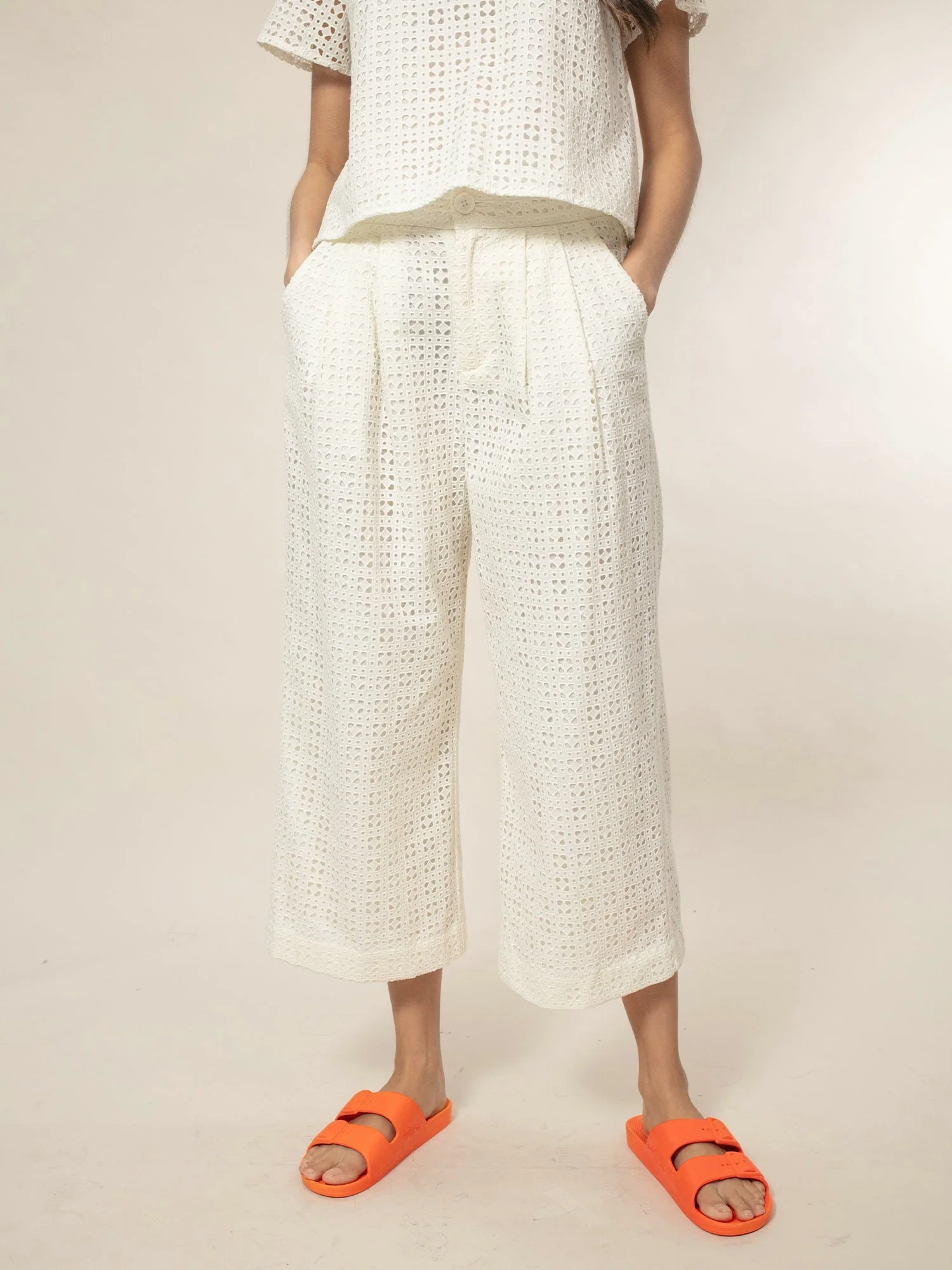 Marybeth Broderie Trouser - White - Image 5