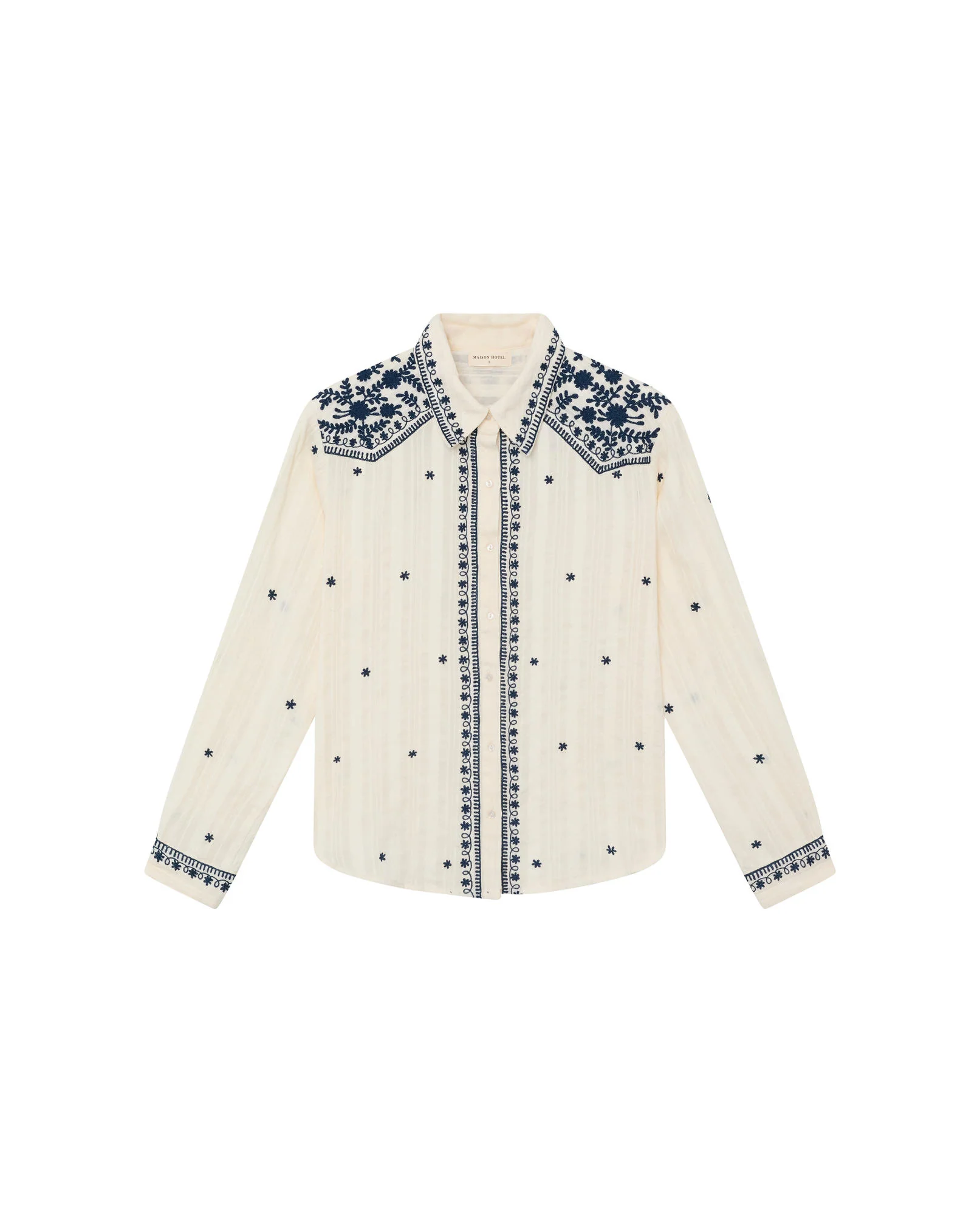 Salinger Shirt, Cream Indigo (Texas Sun) - Image 7
