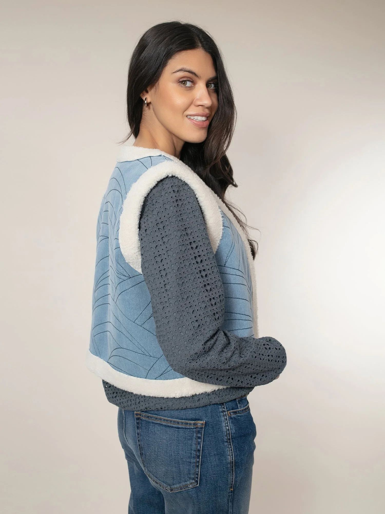 Sommer Denim Gilet-Blue - Image 7