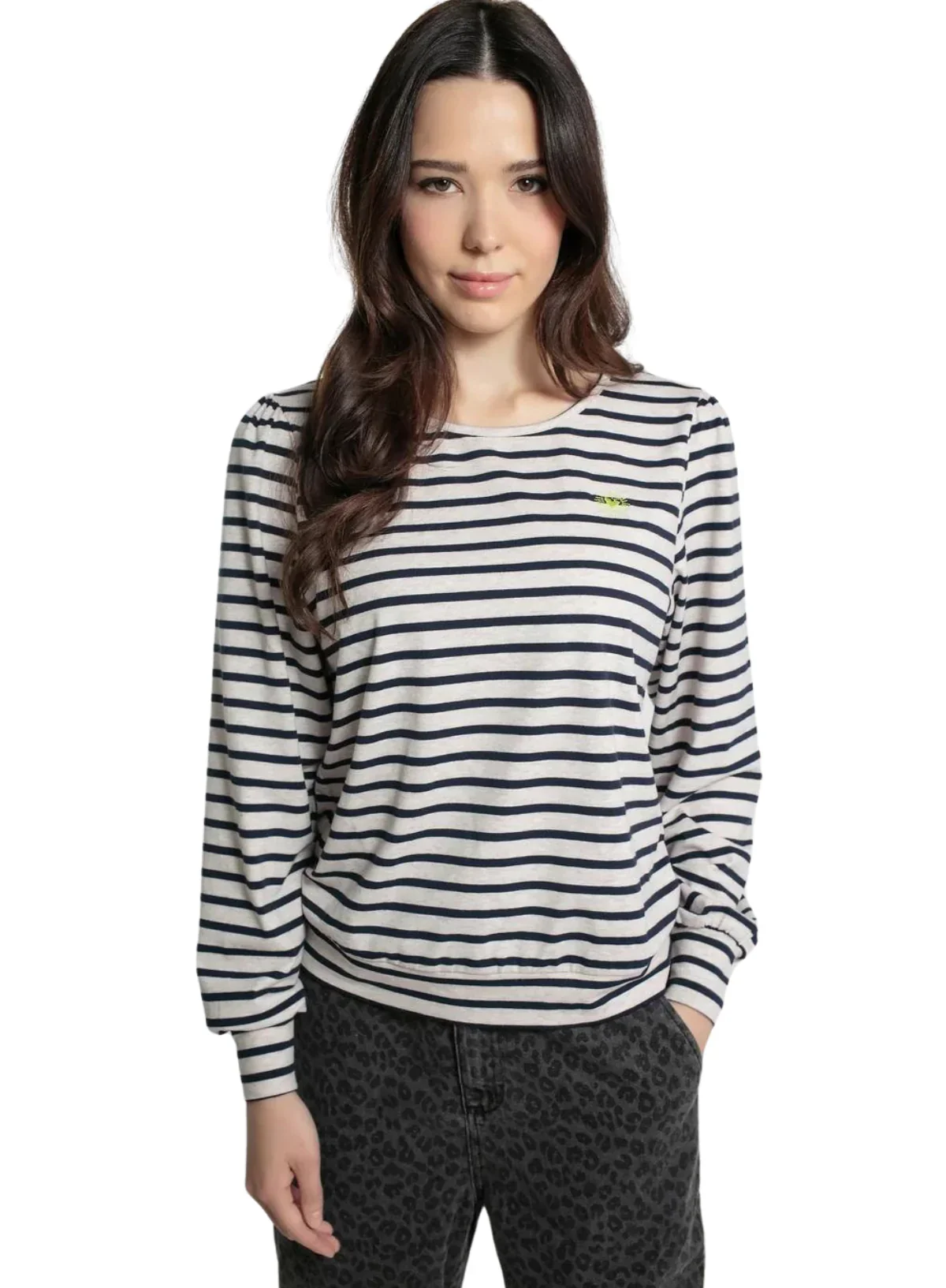 Twinkle sweater in navy mix Yellow Neon Heart Logo - Image 2